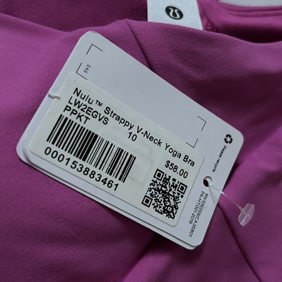 LULULEMON NULU STRAPPY V-NECK YOGA BRA IN POW PINK TONE SZ 8,10 NWT - Picture 8 of 9